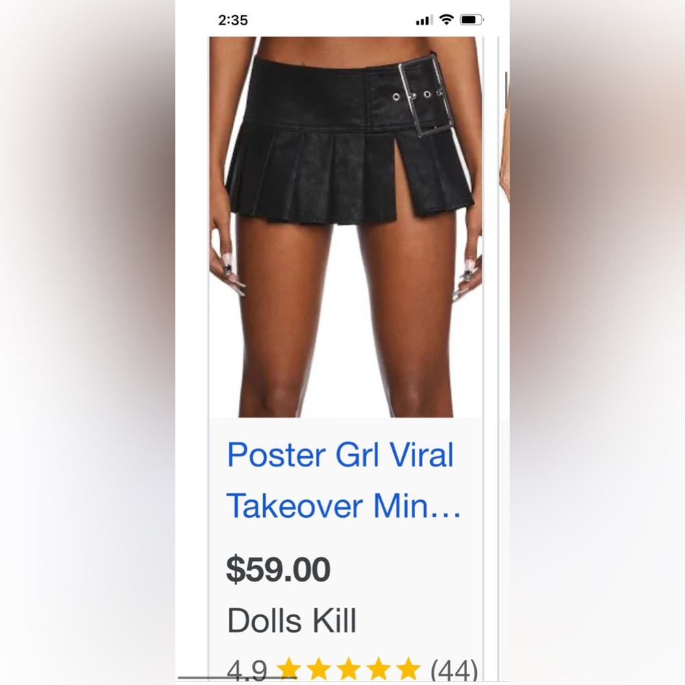 POSTER GIRL Black Pleated Skater Mini Skirt